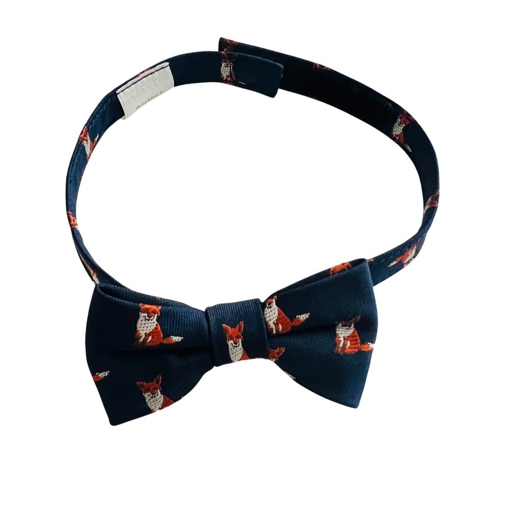 Janie and Jack fox print bow tie navy blue orange